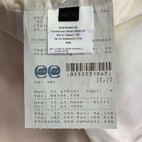 CALVIN KLEIN COLLECTION Size 38 Cream Cotton Blend Notch Lapel Sport Coat - Picture 6 of 9